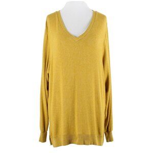 Saturday Sunday Sz S Yellow V Neck Hi Lo Split Side Viscose Blend Sweater